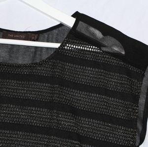 THE LIMITED Black & Gold Shimmer Sheer Top